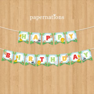 HBD Animals Bunting Flag